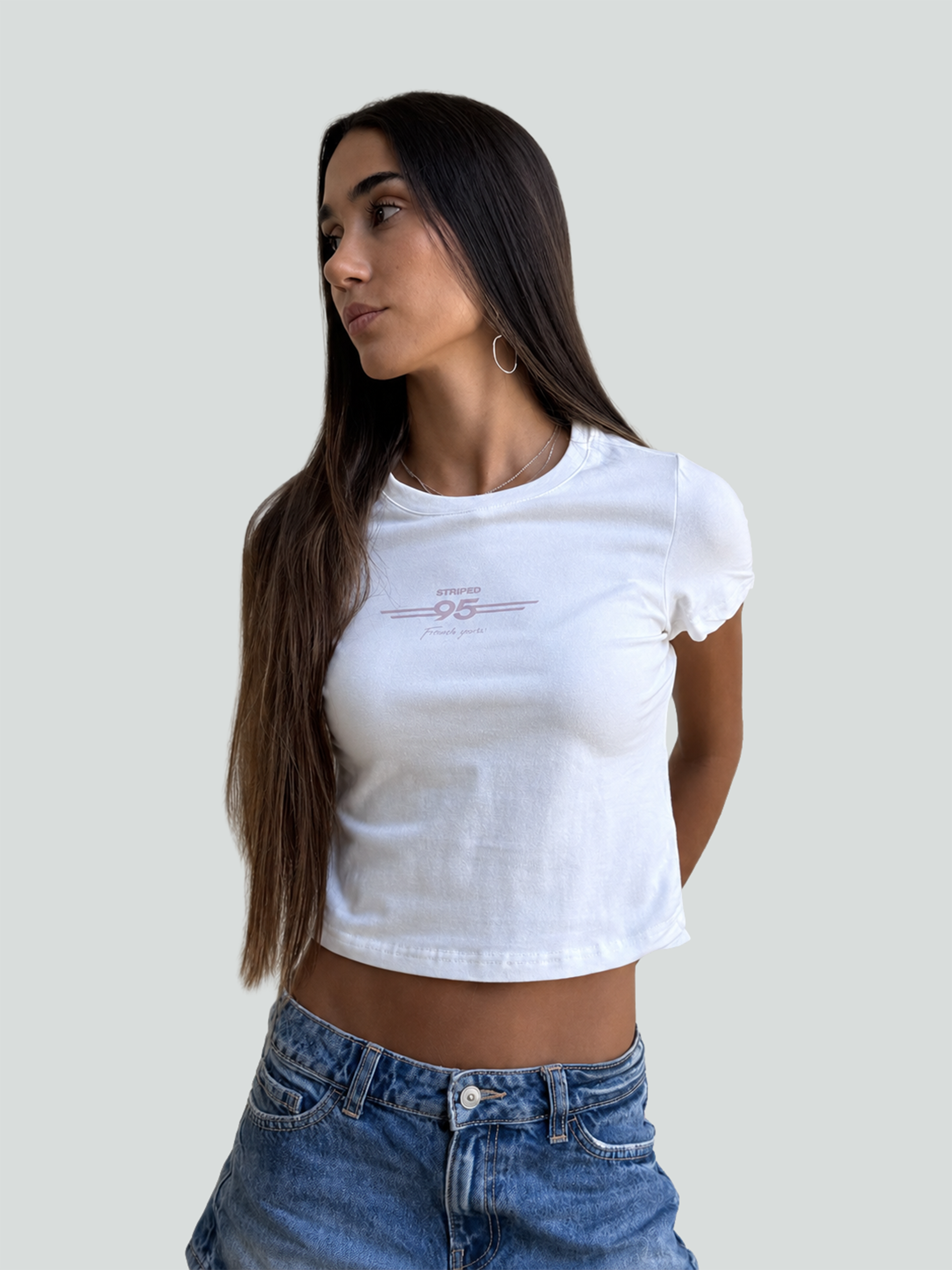 STRIPED GIRL WHITE/PINK TEE